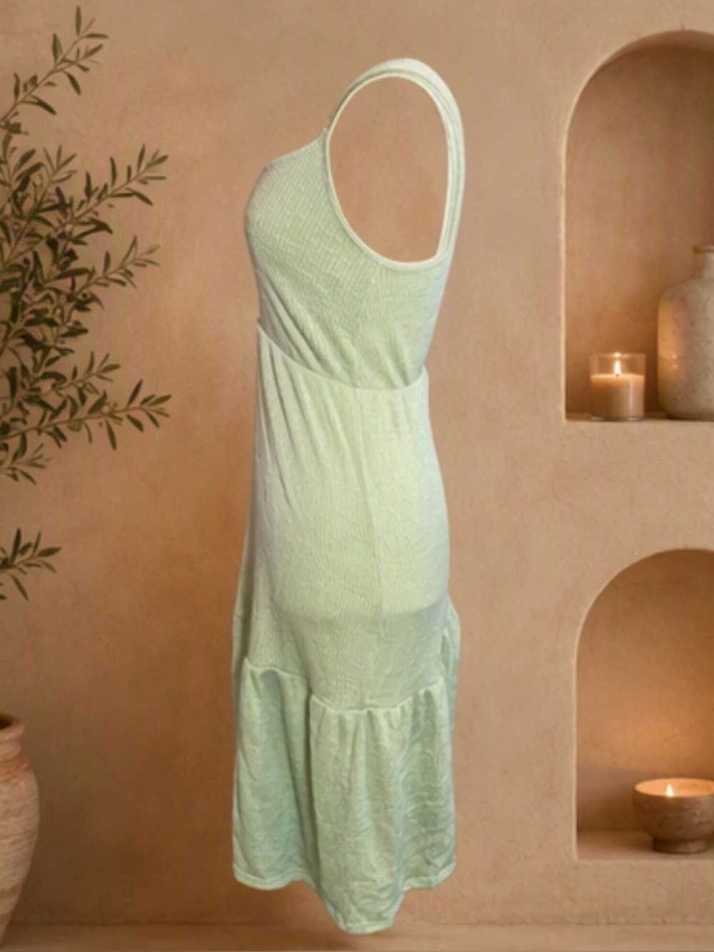 🌷 Caution To The Wind🌷 Mint Green Ribbed Ruffle Dress - Picture 7 of 11